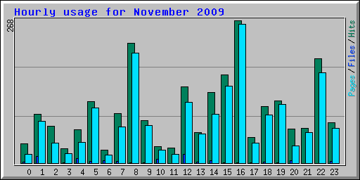 Hourly usage for November 2009