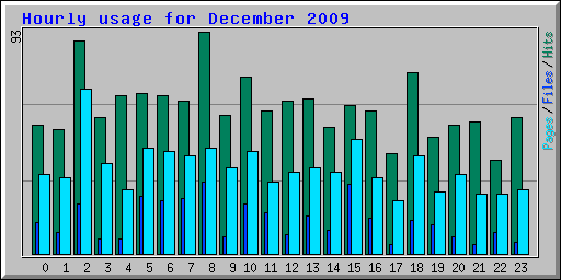 Hourly usage for December 2009